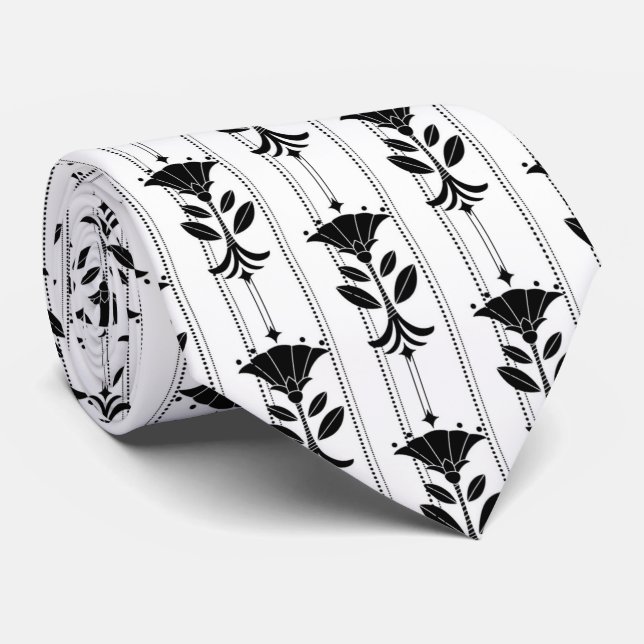 elegant svartvit konst Deco mönster Slips (Rullad)