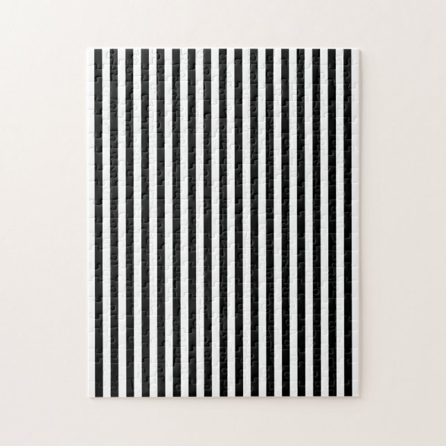 Elegant Svartvit Lodrät Linjer Geometric Pussel (Vertikal)