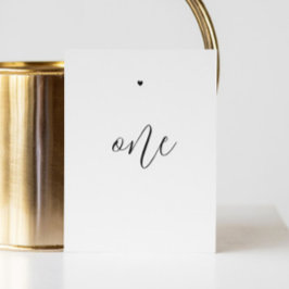 Elegant, svartvit, minimalistiskt skript bröllop bordsnummer