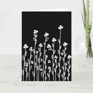 Elegant svartvit minsta doodle-blommigt kort