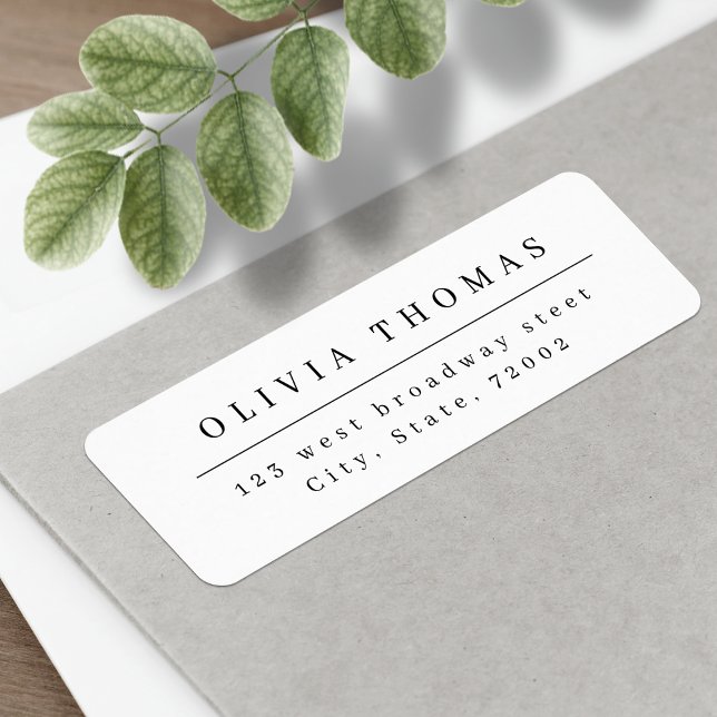 Elegant svartvit minsta returadress returadress etikett (Elegant black white minimalist return address label)