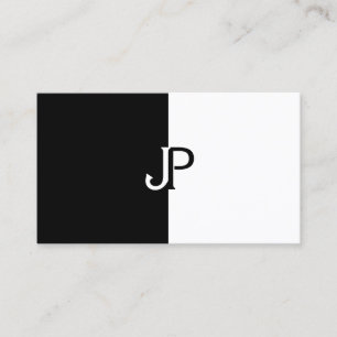 Elegant svartvit modern Monogrammall Visitkort