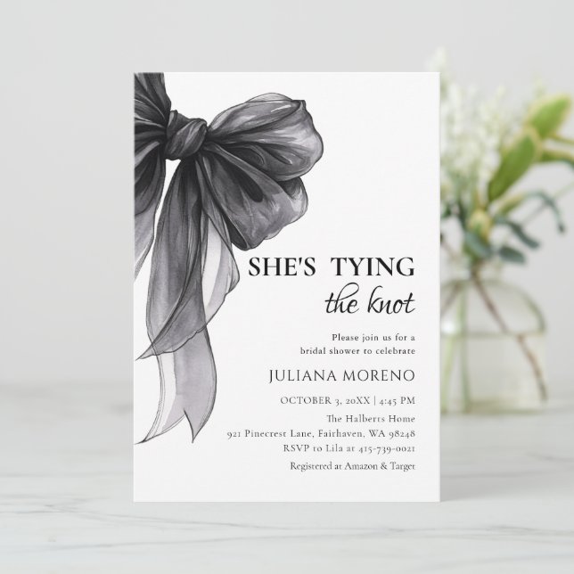 Elegant Svartvit Möhippa för vattenfärg Inbjudningar (Stående Fram)