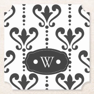 Elegant Svartvit, molekylsmassa, Monogram Underlägg Papper