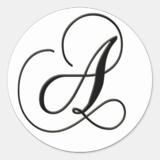 Elegant Svartvit monogram - A Runt Klistermärke