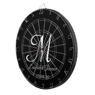 Elegant Svartvit Monogram - Anpassningsbar Namn Darttavla