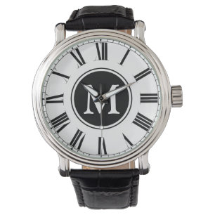Elegant svartvit monogram armbandsur