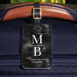 Elegant svartvit monogram bagagebricka