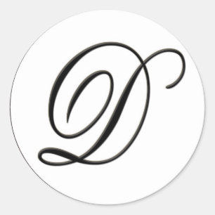 Elegant Svartvit Monogram D Runt Klistermärke