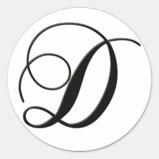 Elegant Svartvit Monogram D Runt Klistermärke