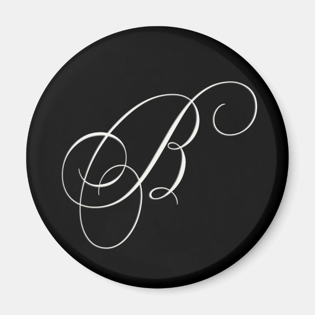Elegant svartvit monogram - initial B Magnet (Framsidan)