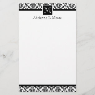 Elegant Svartvit monogram - initialförlag Brevpapper