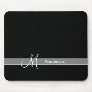 Elegant svartvit monogram med Namn Musmatta