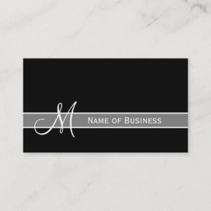 Elegant svartvit Monogram med namn Visitkort