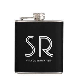 Elegant svartvit monogram namn fickplunta