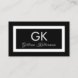 Elegant svartvit Monogram Visitkort