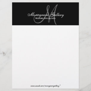 Elegant svartvit Monogrambrevhuvud Brevhuvud