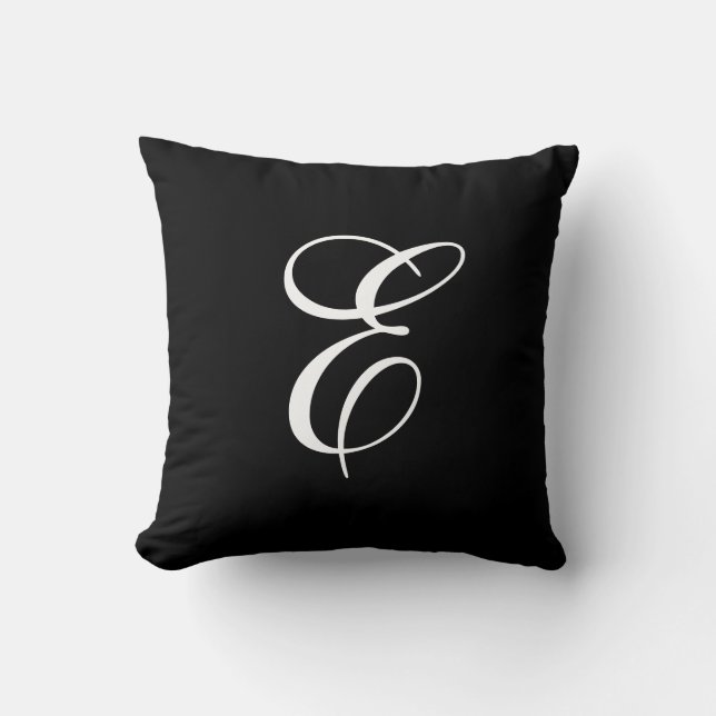 Elegant svartvit Monogramdekorativ kudde (Framsida)