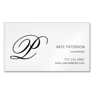 Elegant svartvit Monogramprofessionell Magnetiska Visitkort