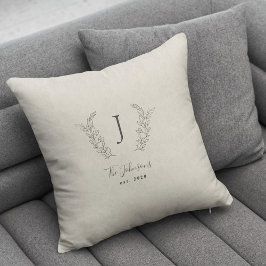 Elegant svartvit namn i monogrammet kudde