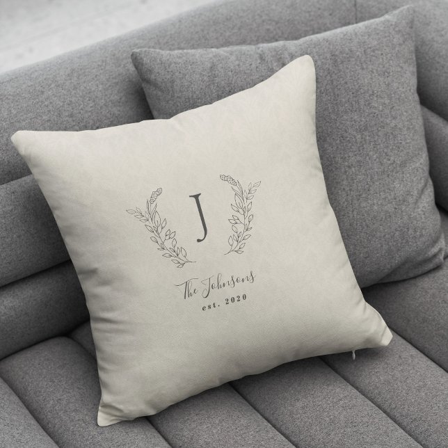Elegant svartvit namn i monogrammet kudde (Skapare uppladdad)