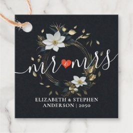 Elegant Svartvit och Guld Blommigt Utandning Bröll Gåvor Etiketter