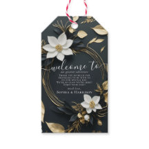 Elegant Svartvit och Guld Blommigt Utandning Bröll