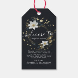 Elegant Svartvit och Guld Blommigt Utandning Bröll Presentetikett