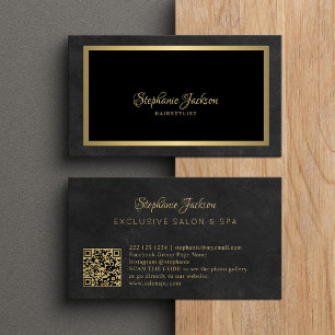 Elegant svartvit och guld QR-kodlyx Visitkort
