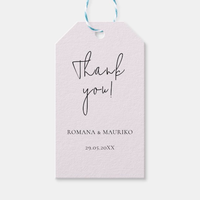 Elegant, svartvit och Lilac-minimalistisk Presentetikett (Framsidan)