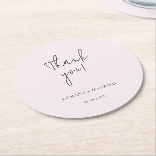 Elegant, svartvit och Lilac-minimalistisk Underlägg Papper Rund