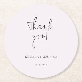 Elegant, svartvit och Lilac-minimalistisk Underlägg Papper Rund