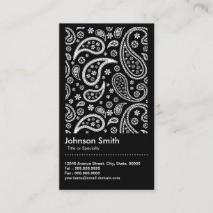 Elegant Svartvit Paisley Mönster QR-kod Visitkort