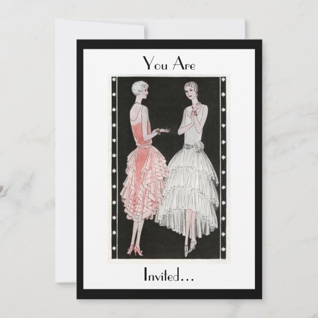 elegant svartvit partyinbjudan för 20-tal inbjudningar (Framsida)