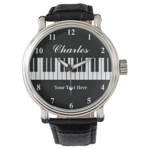 Elegant svartvit piano för manar armbandsur
