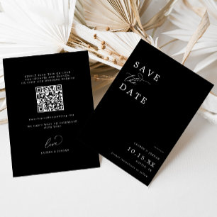 Elegant Svartvit QR-kod Bröllop Spara Datumet