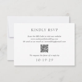 Elegant Svartvit QR-kod Modern Bröllop OSA Kort