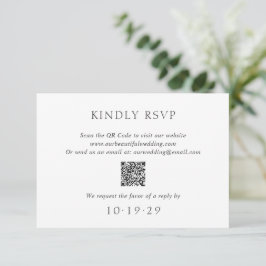 Elegant Svartvit QR-kod Modern Bröllop OSA Kort