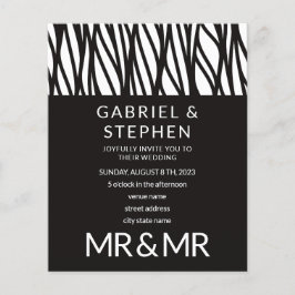 Elegant svartvit rand typografi gay bröllop flygblad