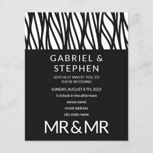 Elegant svartvit rand typografi gay bröllop flygblad