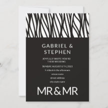 Elegant svartvit rand typografi gay bröllop