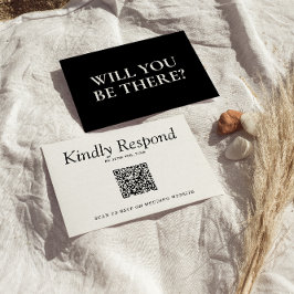 Elegant Svartvit Retro QR-kod Bröllop OSA Kort