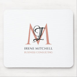 Elegant Svartvit Ro Guld, Modern Monogram Namn Musmatta