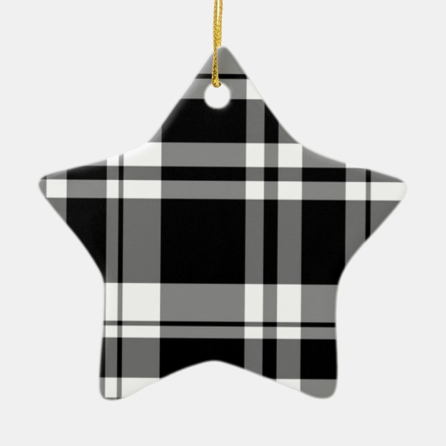 elegant svartvit rödvit mönster julgransprydnad keramik (Framsidan)