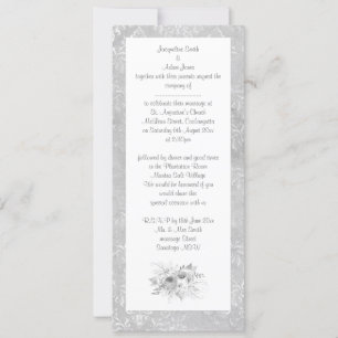 ELEGANT Svartvit silver bouquet blommigt BRÖLLOP Inbjudningar