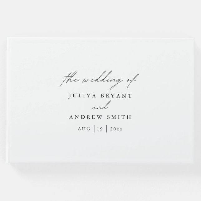 Elegant svartvit skript bröllop gästböcker (Framsida)