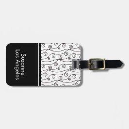 Elegant Svartvit snurra med Namn Bagagebricka