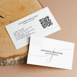 Elegant svartvit svartvit QR-kod i svartvitt Visitkort