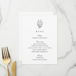 Elegant Svartvit Thanksgiving - middag Meny