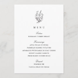 Elegant Svartvit Thanksgiving - middag Meny